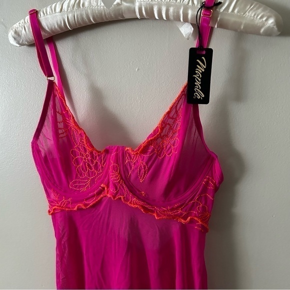 NWT Mapale 7484  Babydoll With Matching G-String Color Hot Pink S/M - Picture 3 of 7